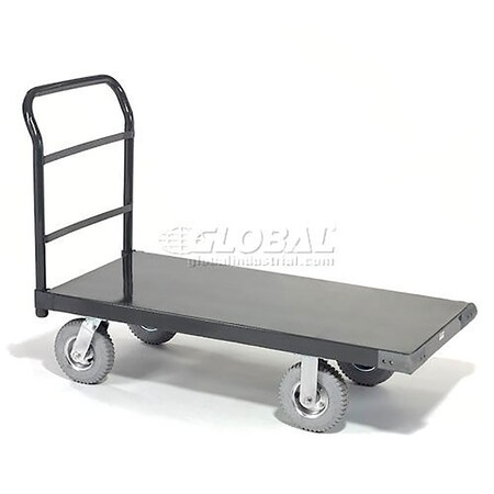 Global Industrial Platform Truck w/Steel Deck, 8 Pneumatic Casters, 60 x 30, 1200 Lb. Capacity 952116P